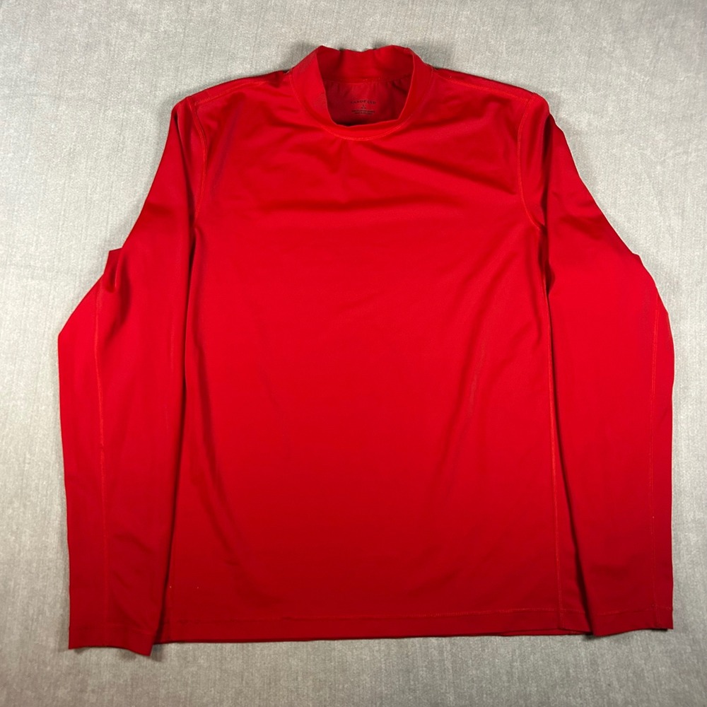 Lands End Mens Red Long Sleeve Rash Guard Swim Shirt Mock Neck Large 401768